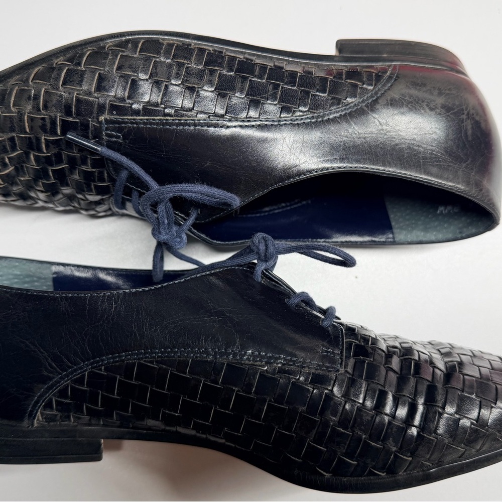 TROTTERS “Lila”” Women’s BLACK Leather Woven Toe Oxfords Sz 8WW - Picture 4 of 6